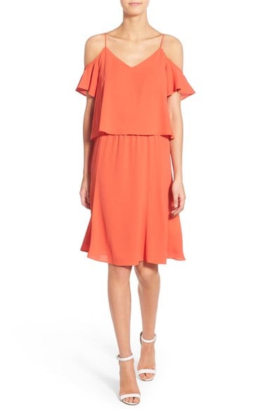 cooper & ella 'Selin' Cold Shoulder Popover Dress Tangerine