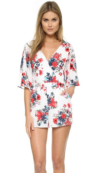 cupcakes and cashmere Kirei Floral Romper Poppy Print