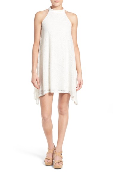 dee elle Lace Halter Swing Dress White casual swing dresses for spring