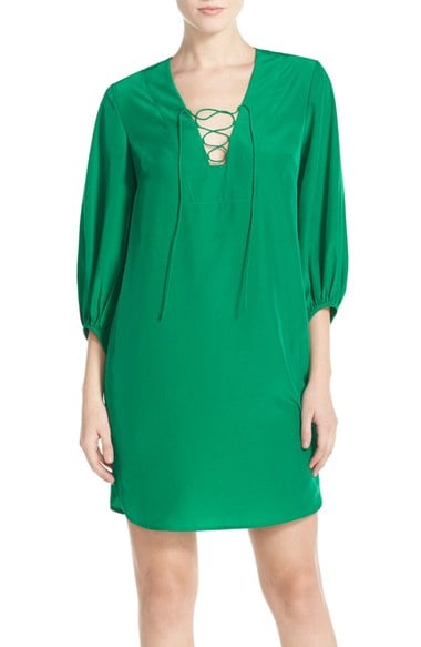 A by Amanda 'Nora' Lace-Up Neck Shift Dress Kelly Green lace-up dresses spring 2016