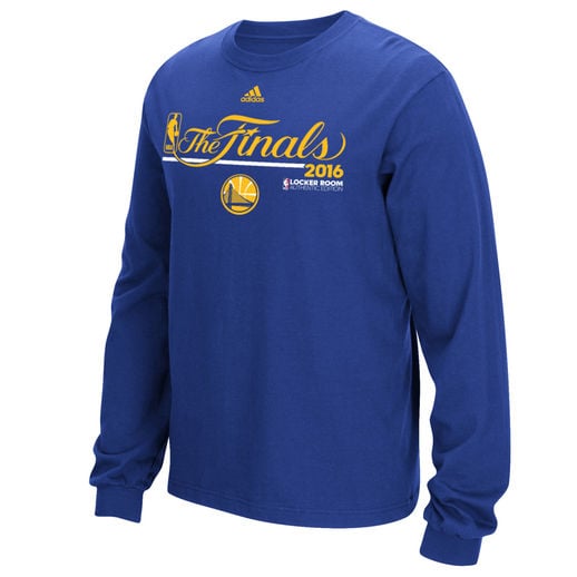 ADIDAS GOLDEN STATE WARRIORS ROYAL 2016 WESTERN CONFERENCE CHAMPIONS LOCKER ROOM LONG SLEEVE T-SHIRT golden state warriors 2016 western conference champions