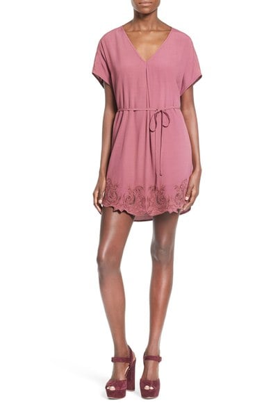 ASTR 'Heart of Gold' Contrast Hem Tunic Dress Crushed Berry tunic dresses for spring 2016
