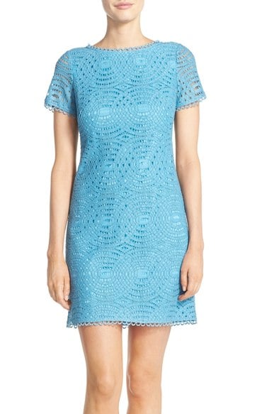 Adrianna Papell Lace Shift Dress Atlantic Blue shift dresses for the kentucky derby