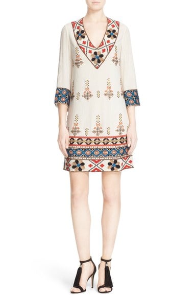 Alice + Olivia 'Ray' Embellished Cotton Tunic Dress Cream Multi tunic dresses for spring 2016