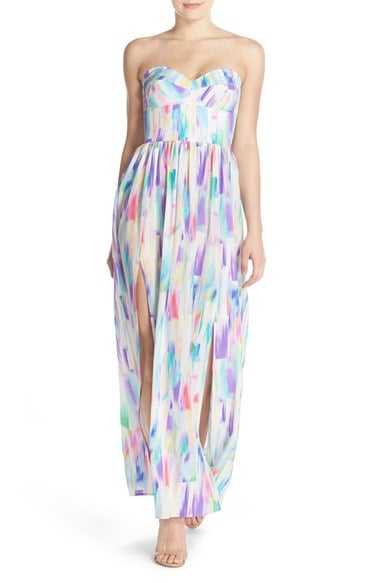 Amanda Uprichard 'Gisele' Strapless Silk Maxi Dress Multi Facet Pastel maxi dresses for the kentucky derby 2016 style