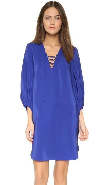Amanda Uprichard Nora Lace-Up Dress Ultramarine Blue