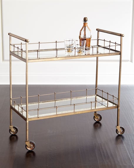 Arteriors Kingston Brass Two-Tiered Bar Cart Neiman Marcus
