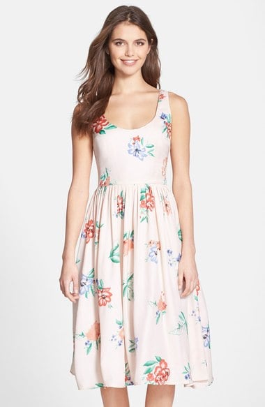 BB Dakota 'Heleen' Floral Print Fit & Flare Midi Dress Multi Nordstrom nordstrom half yearly sale for women