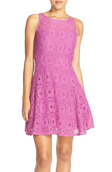 BB Dakota 'Renley' Lace Fit & Flare Dress (Nordstrom Exclusive) Radiant Orchid lace sundresses spring summer 2016