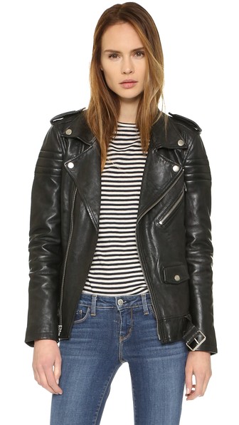 BLK DNM Motorcycle Jacket With Quilted Stripes Black Shopbop spring sale