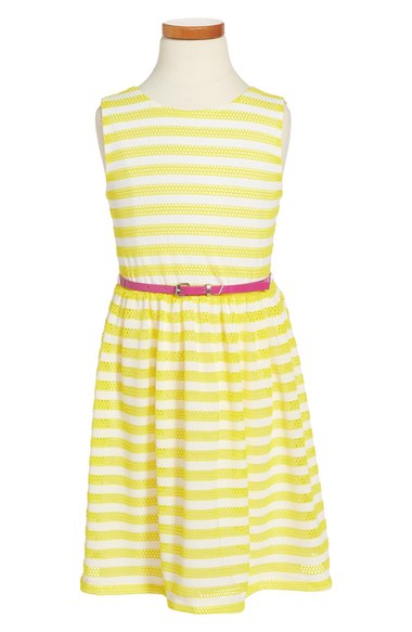 BLUSH by Us Angels Stripe Sleeveless Dress (Big Girls) Yellow Nordstrom nordstrom half yearly sale for kids girls of all ages