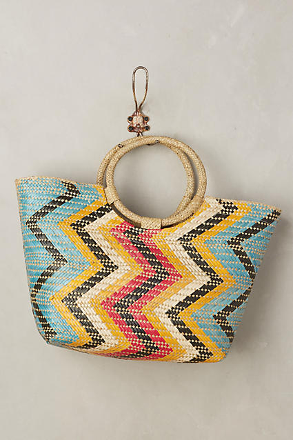 Banago Ziggy Sunset Straw Tote Blue Motif trendy straw totes summer 2016