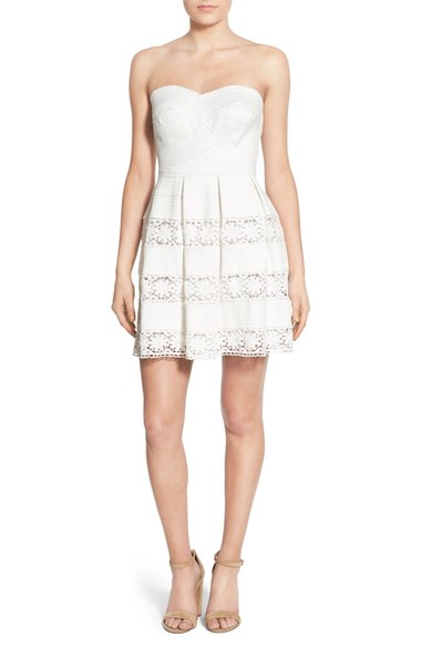 Bee Darlin Strapless Lace Fit & Flare Dress Cream lace sundresses spring summer