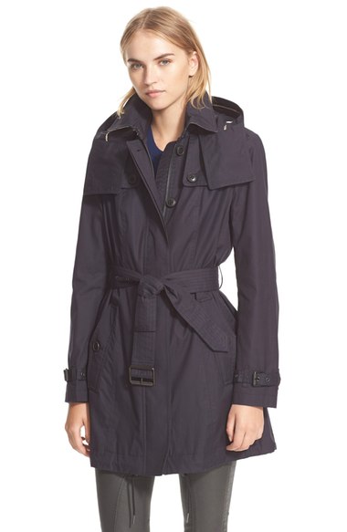 Burberry Brit 'Fenstone' Single Breasted Trench Coat Navy Blue Nordstrom nordstrom designer clearance sale for women