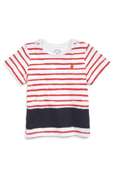 Burberry 'Edy' Stripe T-Shirt (Baby Boys) Military Red Nordstrom nordstrom designer clearance sale for kids