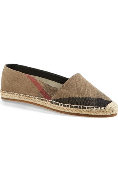 Burberry 'Hodgeson' Check Print Espadrille Flat (Women) Classic Check espadrille flats for spring 2016