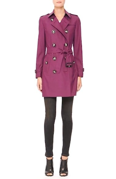 Burberry London 'Kensington' Silk & Wool Double Breasted Trench Coat Bright Burgundy Nordstrom nordstrom designer clearance sale for women