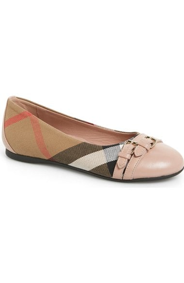 Burberry 'Mini Avonwick' Check Print Ballet Flat (Walker, Toddler & Little Kid) Color Nude Blush Nordstrom designer clearance sale