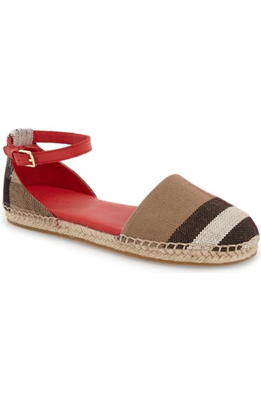 Burberry 'Rhimes' Espadrille Flat (Walker, Toddler, Little Kid & Big Kid) Military Red Nordstrom designer clearance sale for kids