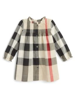 Burberry Ruffle Check Dress (Baby Girls) New Classic Nordstrom nordstrom designer clearance sale for kids