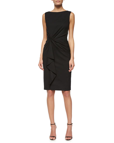 Carolina Herrera Faux-Wrap Ruffled Sheath Dress Black wrap dresses for the kentucky derby 2016 