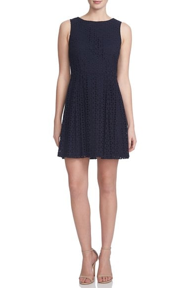 CeCe by Cynthia Steffe 'Claiborne' Eyelet Cotton Fit & Flare Dress Caviar eyelet dresses for spring 2016