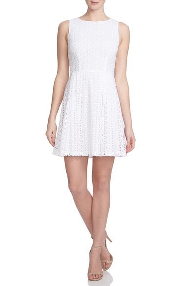 CeCe by Cynthia Steffe 'Claiborne' Eyelet Cotton Fit & Flare Dress Ultra White eyelet dresses for spring 2016