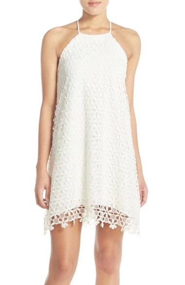 Chelsea28 Floral Lace Trapeze Halter Dress White Snow  lace sundresses spring summer 2016