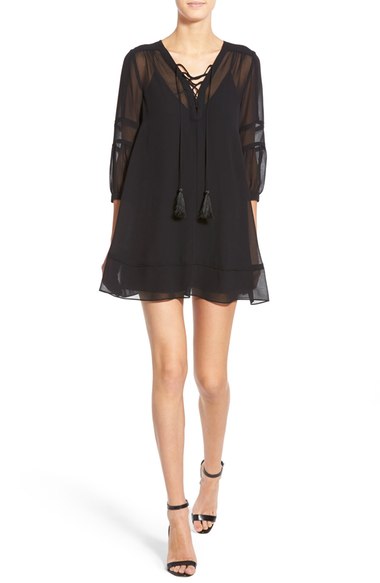 Chelsea28 Lace-Up Babydoll Dress Black lace-up dresses spring 2016
