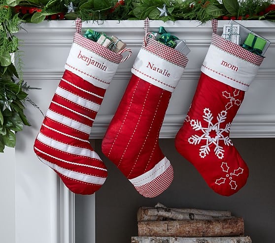 Classic Quilted Christmas Stocking Collection Pottery Barn Kids pottery barn kids extra 15% off clearance sale 