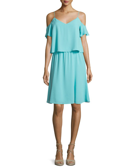 Cooper & Ella Selin Cold-Shoulder Popover Dress Seafoam cold shoulder dresses spring candace rose