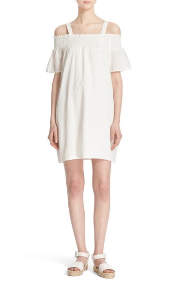 Current/Elliott 'The Madeline' Cold Shoulder Cotton Dress Sugar cold shoulder dresses spring