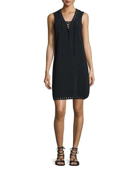Derek Lam 10 Crosby Sleeveless Lace-Up Tank Dress Black lace-up dresses spring 2016