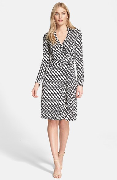 Diane von Furstenberg 'New Jeanne Two' Print Silk Wrap Dress Chain Link Medium wrap dresses for the kentucky derby 2016 