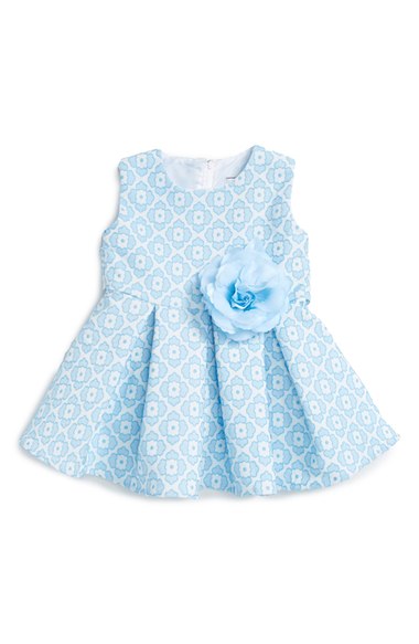 Dorissa Floral Jacquard Sleeveless Dress (Baby Girls) Powder Blue Nordstrom nordstrom half yearly sale for kids girls of all ages