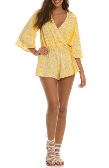 Elan Print Cover-Up Romper Mara Yellow beach cover-ups