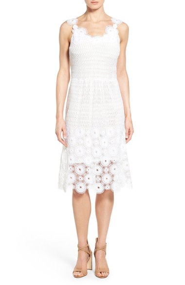 Elie Tahari 'Goranna' Cotton Lace Midi Dress White lace sundresses spring summer