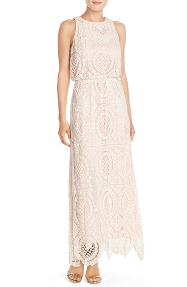 Eliza J Lace Blouson Maxi Dress (Regular & Petite) Beige  lace sundresses spring summer 2016