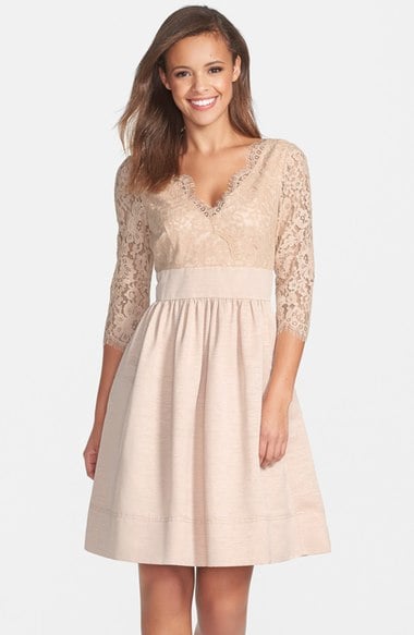 Eliza J Lace & Faille Dress (Regular & Petite) Beige Nordstrom nordstrom half yearly sale for women