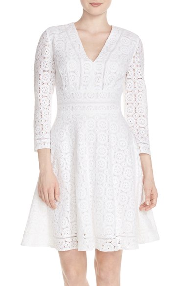 Eliza J Lace Fit & Flare Dress (Regular & Petite) Ivory Nordstrom nordstrom half yearly sale for women