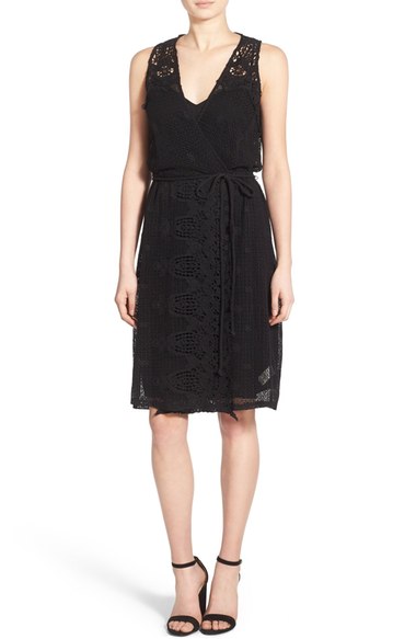 Ella Moss Crochet Wrap Dress Black wrap dresses for the kentucky derby 2016 