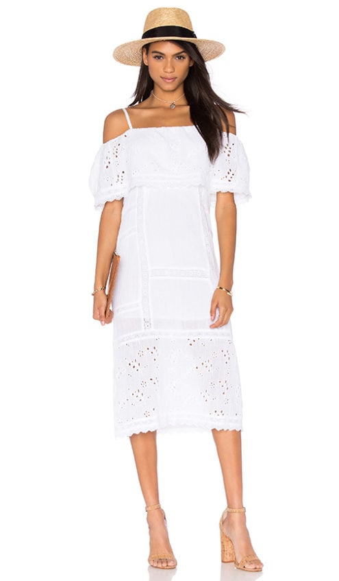 FREE PEOPLE MOST BEAUTIFUL DRESS Eyelet Embroidered Ivory cold shoulder dresses spring candace rose
