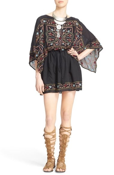 Free People 'Sheer Batiste' Embroidered Tunic Dress Black tunic dresses for spring 2016