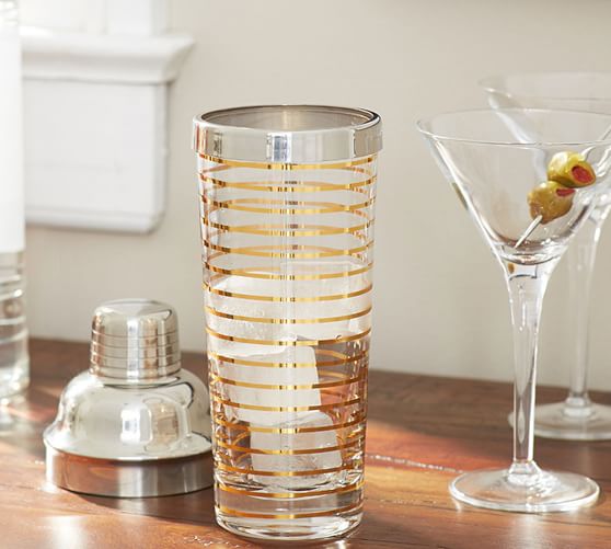 GRACE GOLD STRIPE COCKTAIL SHAKER Pottery Barn pottery barn pre-memorial day sale 