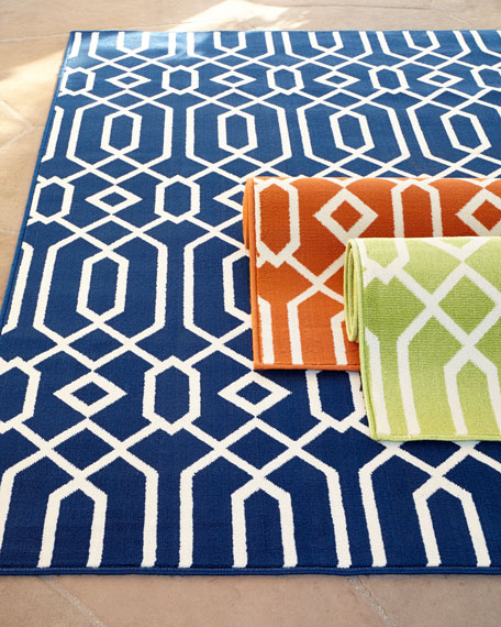 Geometric Twist Indoor/Outdoor Rug, 8'6" x 13' Neiman Marcus neiman decor and rug sale may 2016