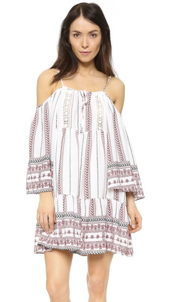 Glamorous Cold Shoulder Dress White Tribal Border cold shoulder dresses spring 
