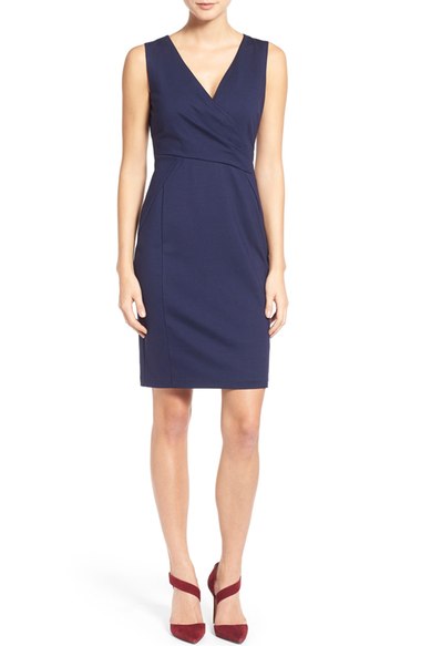 Halogen® Faux Wrap Ponte Sheath Dress (Regular & Petite) Navy Peacoat wrap dresses for the kentucky derby 2016 