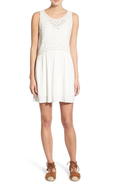 Hinge Embroidered Eyelet A-Line Dress Ivory eyelet dresses for spring 2016