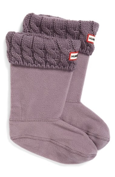 Hunter Cable Knit Cuff Welly Socks (Walker, Toddler, Little Kid & Big Kid) Thundercloud Tarp Blue Nordstrom