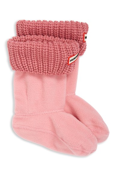 Hunter Cardigan Knit Cuff Welly Socks (Walker, Toddler, Little Kid & Big Kid) Fondant Pink Nordstrom nordstrom designer clearance sale for kids